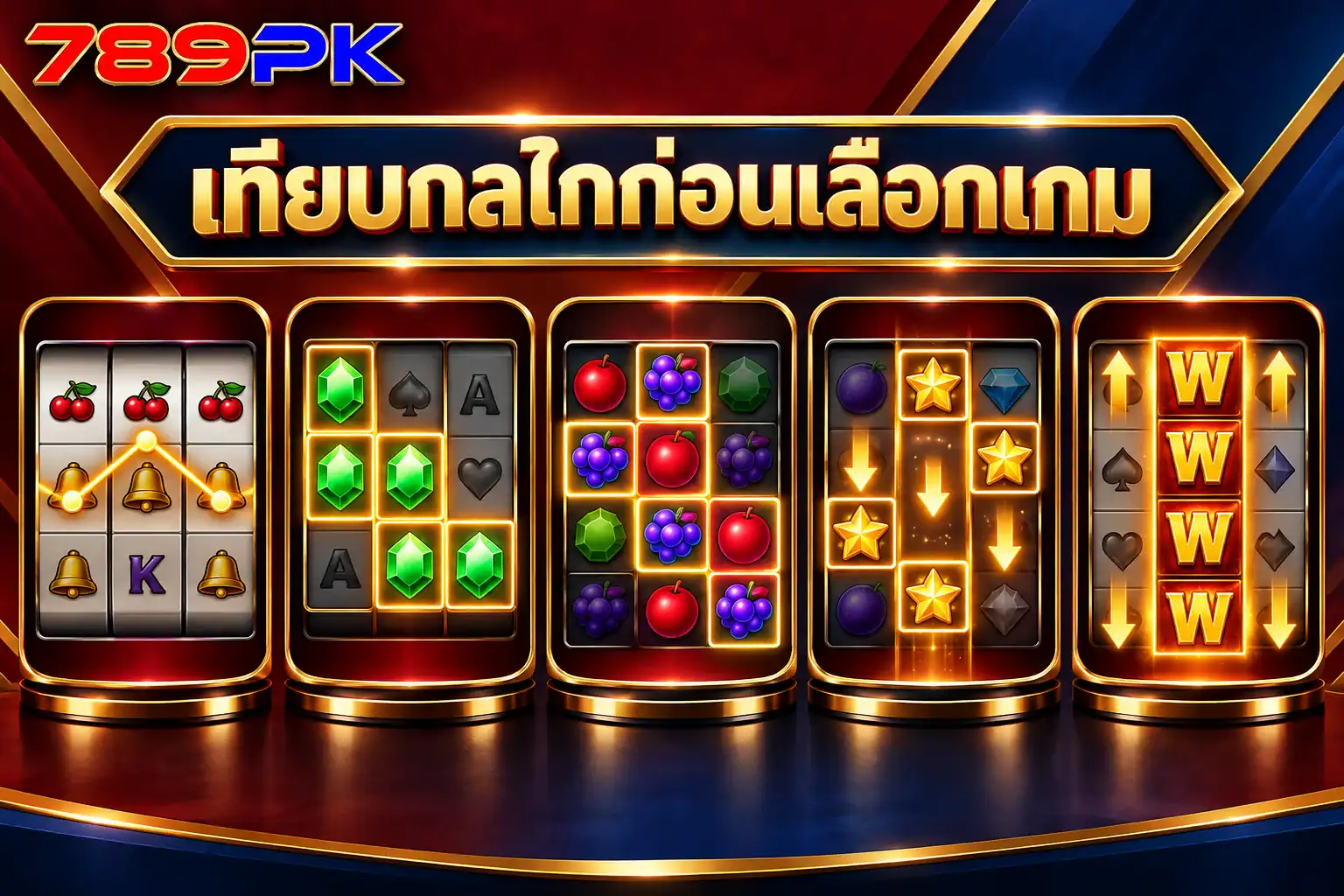 ภาพเปรียบเทียบกลไกเกมสล็อต 5 แบบก่อนเลือกเกม